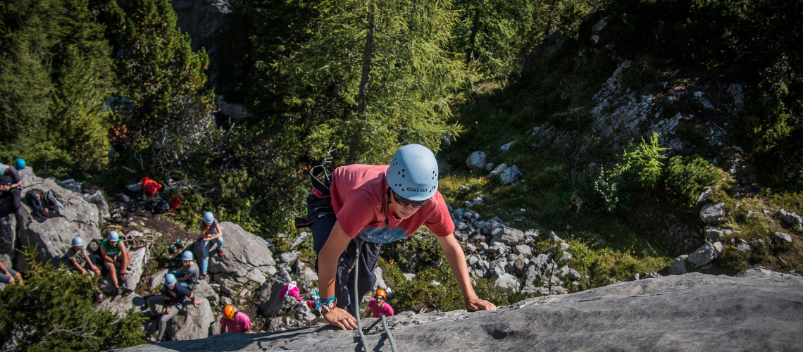Scout climbing at Winteregg Kandersteg Switzerland